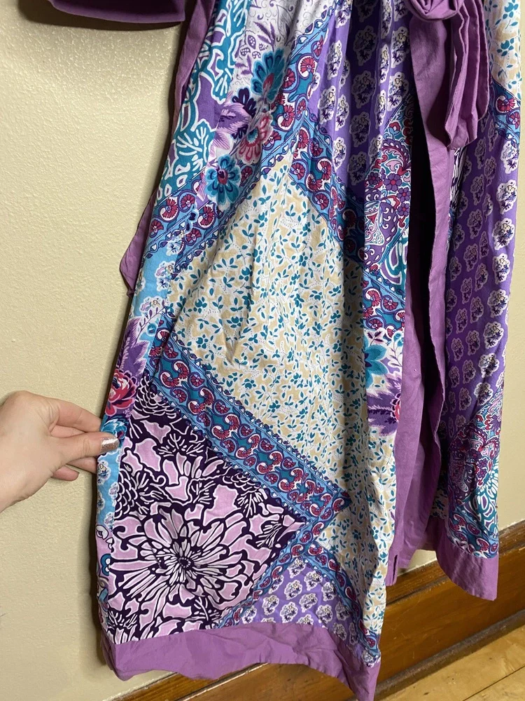 Soft Surroundings Purple Patchwork Robe - Picture 9 of 13